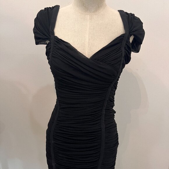 Black Ruched Mini Dress - Picture 1 of 5